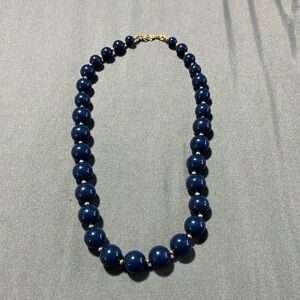 Monet navy blue bead necklace.